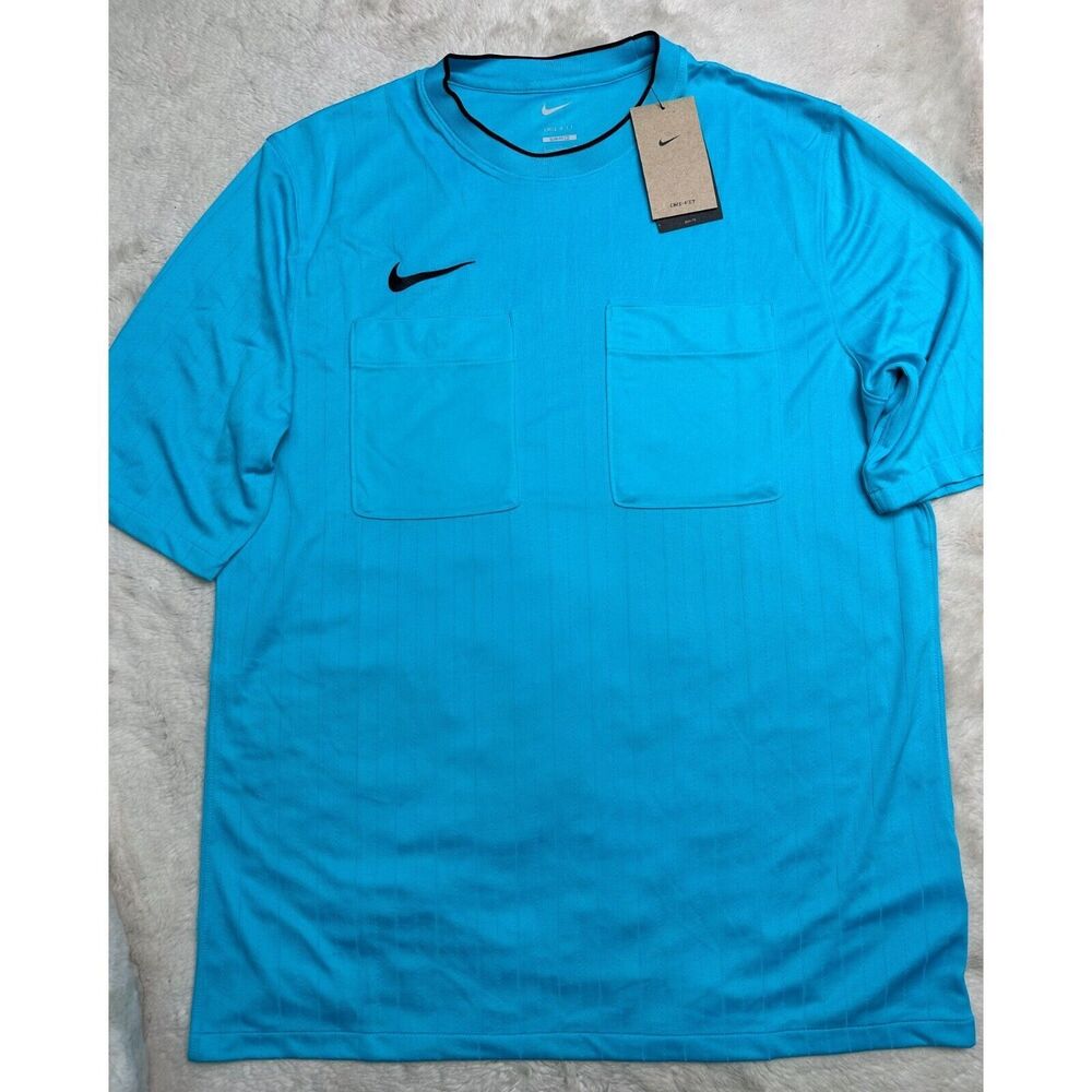 Nike Dri Fit  Soccer Blue Pocket Referee Shirt Jersey Mens Large DH8024-447 NEW